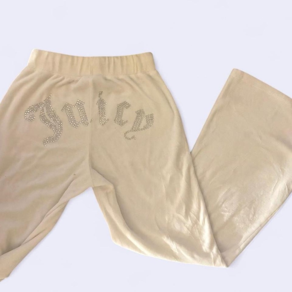 Juicy Couture White Velour Pants Rhinestones